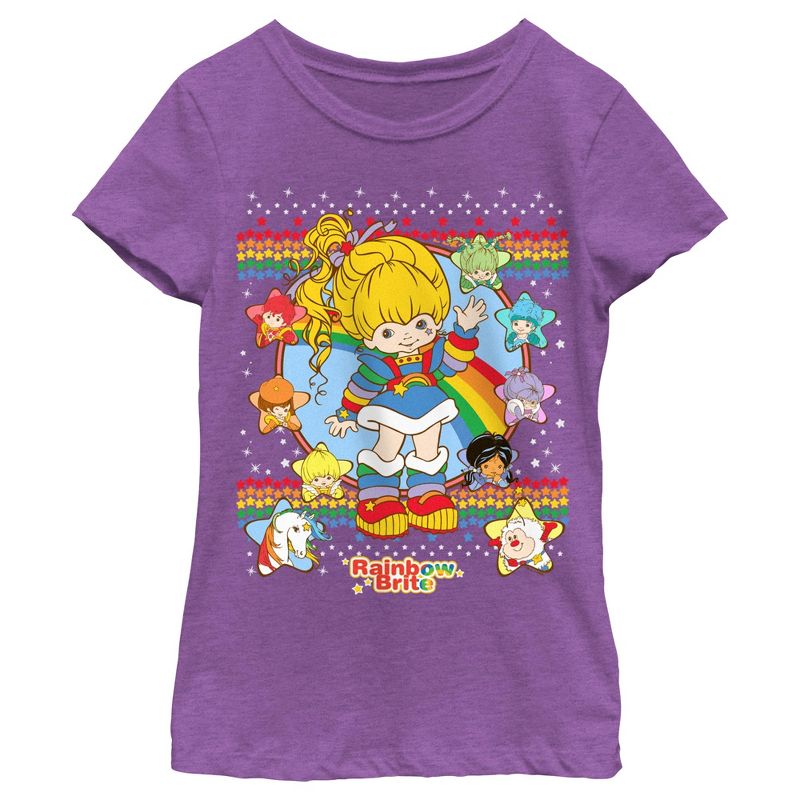 Girl's Rainbow Brite Ugly Sweater Characters T-Shirt, 1 of 5