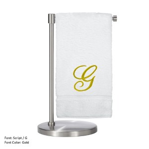 BC BARE COTTON Monogrammed Bath Towel, Personalized Gift, 27 x 54 inches - Set of 2 - White - Gold Script - 1 of 1