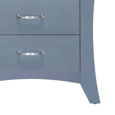 Gray 2-Drawer Wooden Nightstand with Open Shelf