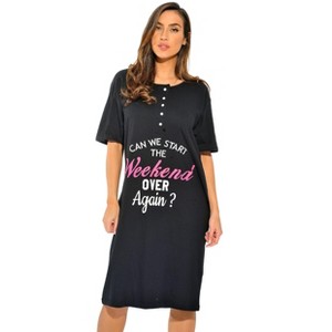 Just Love Short Sleeve Nightgown Oversized Screen Print Sleep Dress for Women - 1 of 3