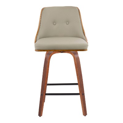 Pearl Silver Swivel Leather and Wood Counter Stool Set