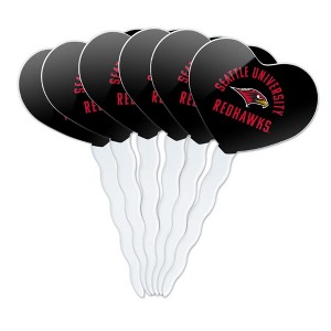 Seattle Redhawk Heart Love Cupcake Picks Toppers Decoration Set of 6 - 1 of 4