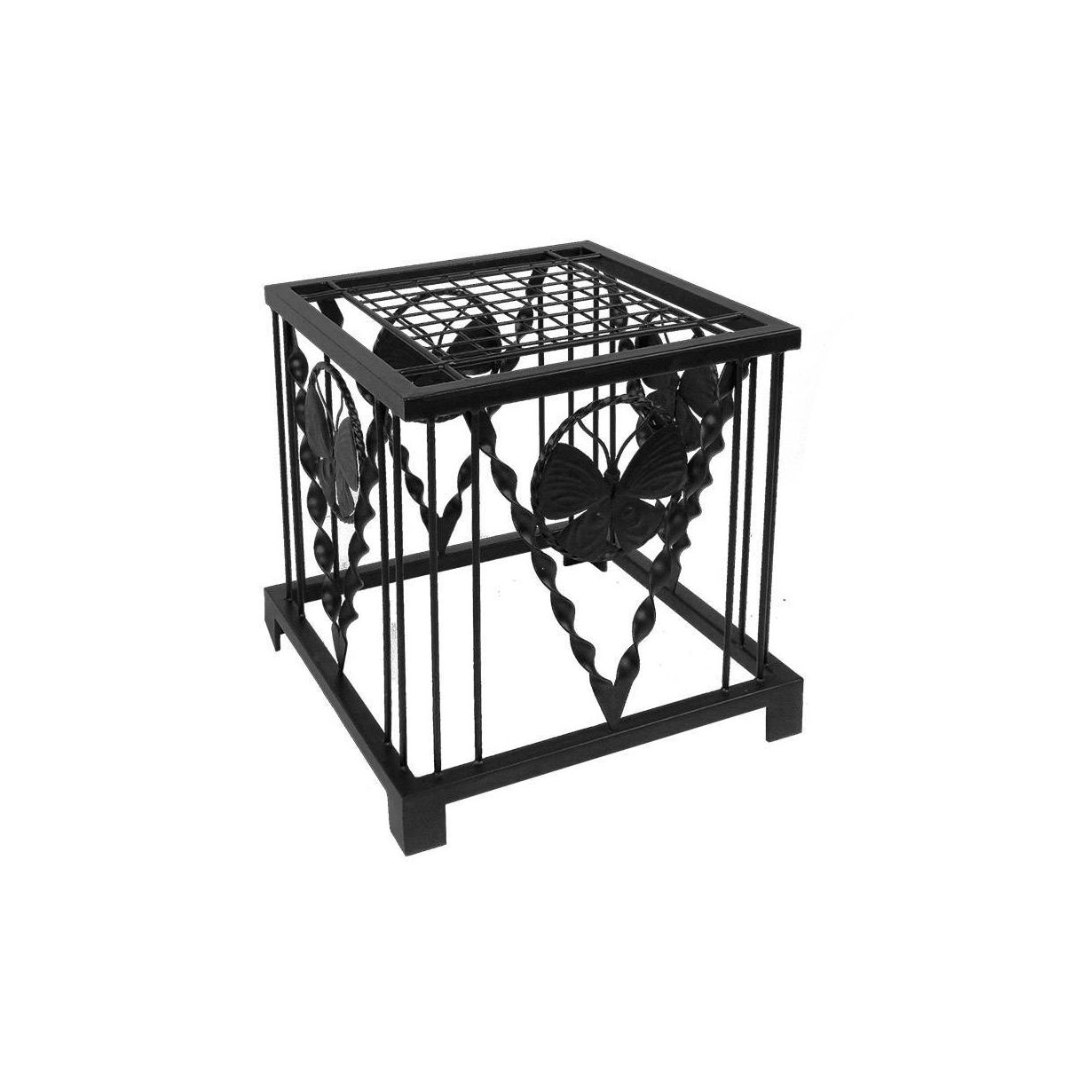 16" Iron Modern Indoor Outdoor Julia Butterfly Plant Stand Black Powder Coat Finish - Achla Designs: Freestanding Square Planter Holder