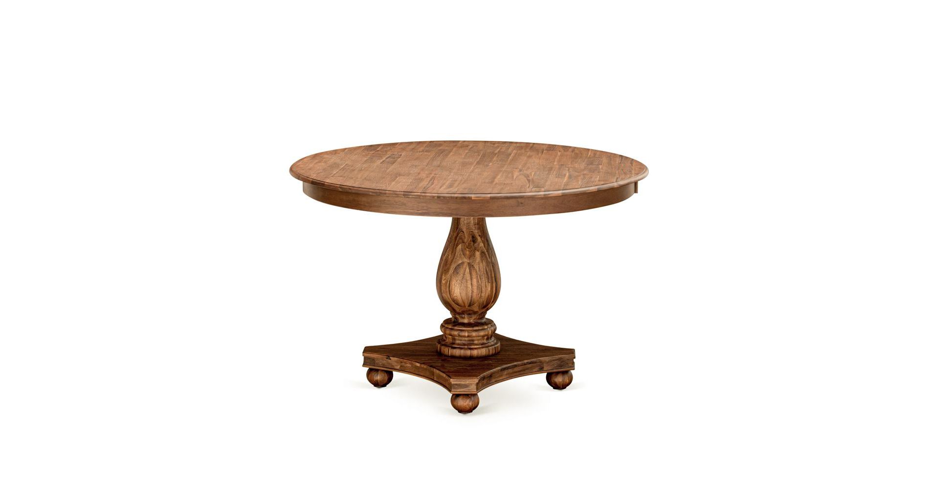 East West Furniture,Round Dining Table With Pedestal, Rustic Rubberwood