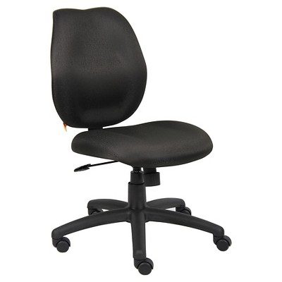 Task Chair Black - Boss Office Products: Molded Foam Seat, Lumbar Support, Adjustable Height, Nylon Base, Swivel Armless Design