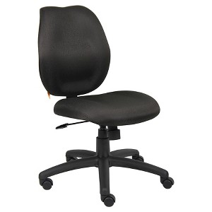 Task Chair Black - Boss Office Products: Molded Foam Seat, Lumbar Support, Adjustable Height, Nylon Base, Swivel Armless Design - 1 of 4