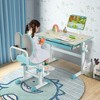 Costway Height-Adjustable Kids Desk Children Study Table with Tilt Desktop & Book Stand Blue/Pink - image 4 of 4