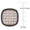 EVERLY JEWELRY |Black Rhodium Plated Rose Silver 7ct TGW White Sapphire and Black Spinel Square Cluster Cufflinks - 3 of 4
