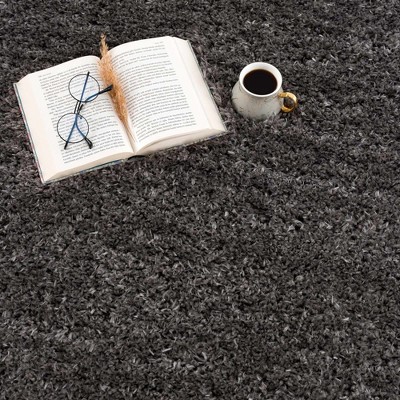 Faina Medium Gray Plush Shag Washable Rug 4' x 5'7"