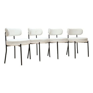 NicBex Mid-Century Modern Dining Chairs,Round Upholstered Kitchen Dining Room Chairs with Metal Legs for Kitchen,Living Room,White,4PC/2PC - 1 of 4