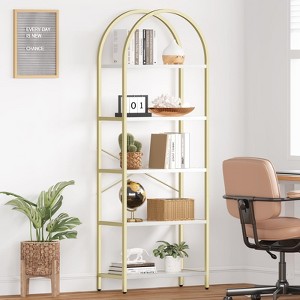 GustoWave Arched Bookshelf 5 Tier Bookcase Display Racks Tall Bookshelves Modern Storage Rack Shelf Large Wood Book Shelf for Bedroom, Living Room - 1 of 4