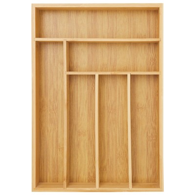 Utensil Drawer Organizer - Bamboo Drawer Organizer - 6 Slot Silverware Drawer Dividers - Forks, Knives, Spoons, Flatware Tray, 14.5x10.25x1.75"
