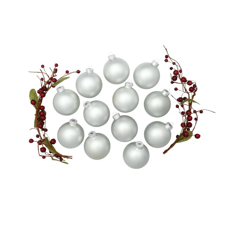 Northlight Matte Finish Glass Christmas Ball Ornaments - 2.75" (70mm) - Silver - 12ct, 3 of 4