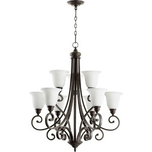 Quorum Lighting Bryant 9-Light Chandelier, Oiled Bronze, 31 Width, 36.25 Height - 1 of 1