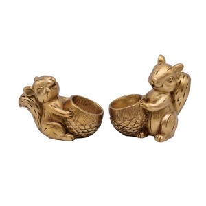 Transpac Set of 2 Resin Squirrel Figurines Decorative Fall Harvest Tabletop Decor Indoor Gift Hostess Seasonal Decoration - 1 of 1