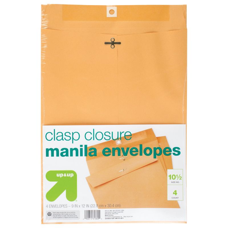 4ct 9&#34; x 12&#34; Clasp Closure Manila Envelopes - up &#38; up&#8482;, 1 of 2