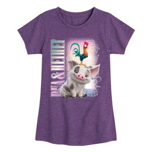 Girls' - Moana - Pua and Hei Hei Vintage Bootleg Fitted Short Sleeve Graphic T-Shirt - 1 of 4