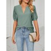 Coolmee Women Summer Eyelet Blouses Business Casual V Neck Short Sleeve Shirts Hollow Out Cute Lace Tops - 4 of 4