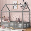 House Bed Frame, Solid Pine Wood with Fence and Door, No Box Spring Needed, Roof Play Design for Kids Bedroom - Baofuwish - 2 of 4