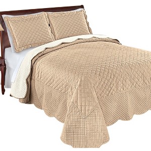 Collections Etc Camille Reversible Diamond Textured Quilted Bedspread - 1 of 3