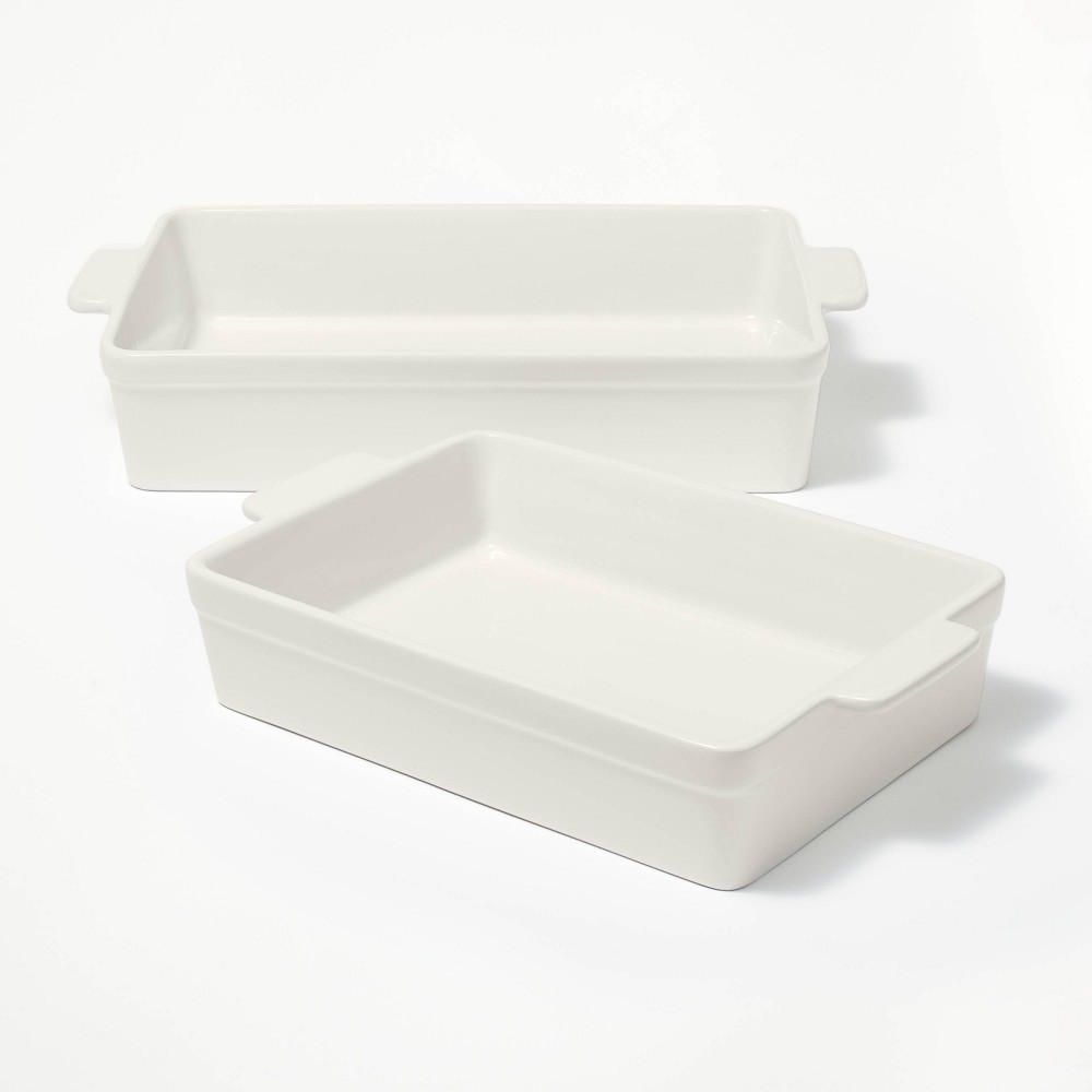 2pc Stoneware Rectangle Baking Dish Set Cream - Figmintâ„¢