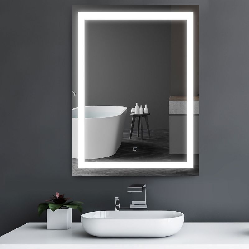 HOMCOM LED Wall Mount Bathroom Vanity Make Up Mirror w/Defogger - 36" x 28", 2 of 8