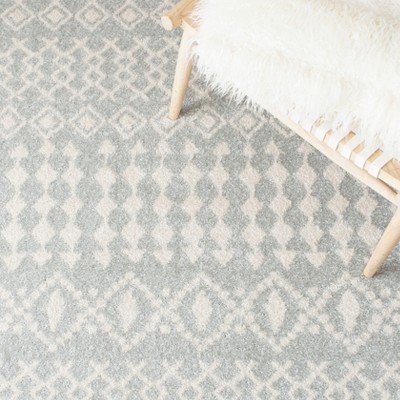 Boho-Chic Light Grey/Ivory Hand-Knotted Easy Care Area Rug