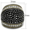 Slickblue Women’s Two-Tone Dome Ring, Black & Gold Stainless Steel, Clear Synthetic Crystals & Textured Band,Size 5–10 - 2 of 4