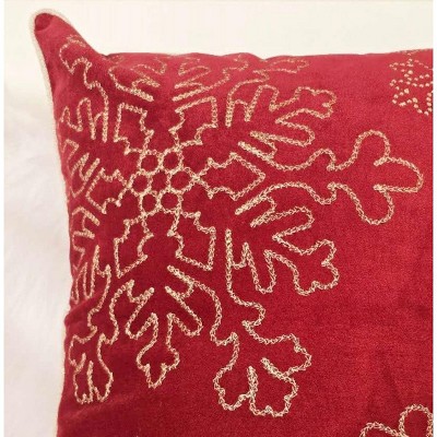 Acoinel Christmas Snowflakes Velvet Accent Pillow for Holiday