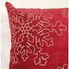 Gulches Red Velvet Holiday Throw Pillow 20¡Á20" with Gold Snowflake Embroidery and Insert - 2 of 4