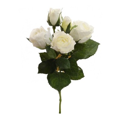 Floral Home 15.4" White Rose Spray - 24-Piece