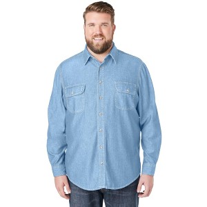 Boulder Creek by KingSize Long Sleeve Denim And Twill Shirt - 1 of 4