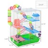 5 Tiers Hamster Cage Portable Animal Travel Carrier wExercise Wheels Tube - 3 of 4