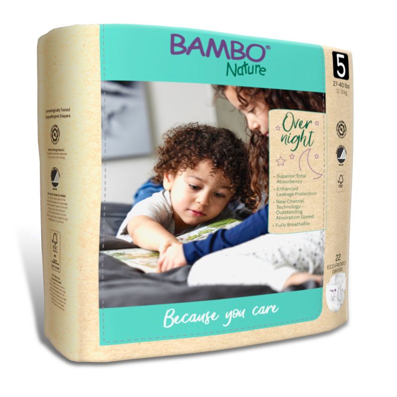 Bambo Nature Overnight Diapers, Disposable, Eco-Friendly, Size 5, 22 Count, 2 Packs, 44 Total, 4 of 6