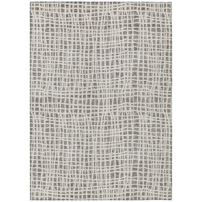 Taupe And Beige Striped Washable Indoor Outdoor Area Rug