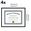Americanflat 11x14 Diploma Frame with Shatter-Resistant Glass - Set of 4 - Use as 8.5x11 Frame with Mat or 11x14 Frame Without Mat - Black - 2 of 4