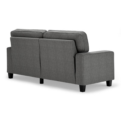 Gray Linen Reclining Sofa with Removable Cushions and Wood Frame