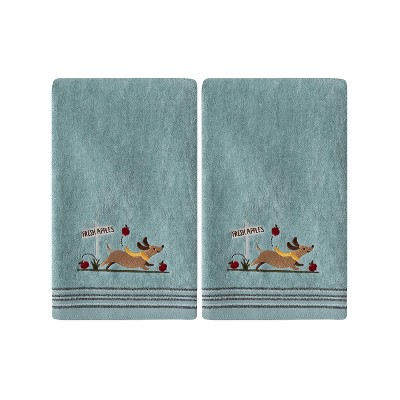 2pc Dog with Apples Hand Towel Set Aqua - SKL Home