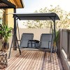 Syemin Patio Swings 2-Seat Patio Swing Chair, Outdoor Canopy Swing Glider with Storage Table, Seat Suspension, Gray, 69.25"*43.25"*64.5" - 2 of 4