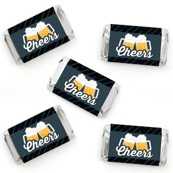 Big Dot of Happiness Cheers and Beers Happy Birthday - Mini Candy Bar Wrapper Stickers - Birthday Party Small Favors - 40 Count