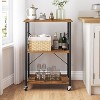 Kitchen Shelf on Wheels, Serving Cart with 3 Shelves,with 6 Hooks - 2 of 4