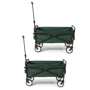 Seina Heavy Duty Compact Folding 150 Pound Capacity Utility Cart, Green (2 Pack) - 1 of 4