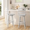 Merrick Lane Commercial Grade Classic Wooden Ladderback Swivel Stool with Solid Wood Seat and Footrest - 4 of 4