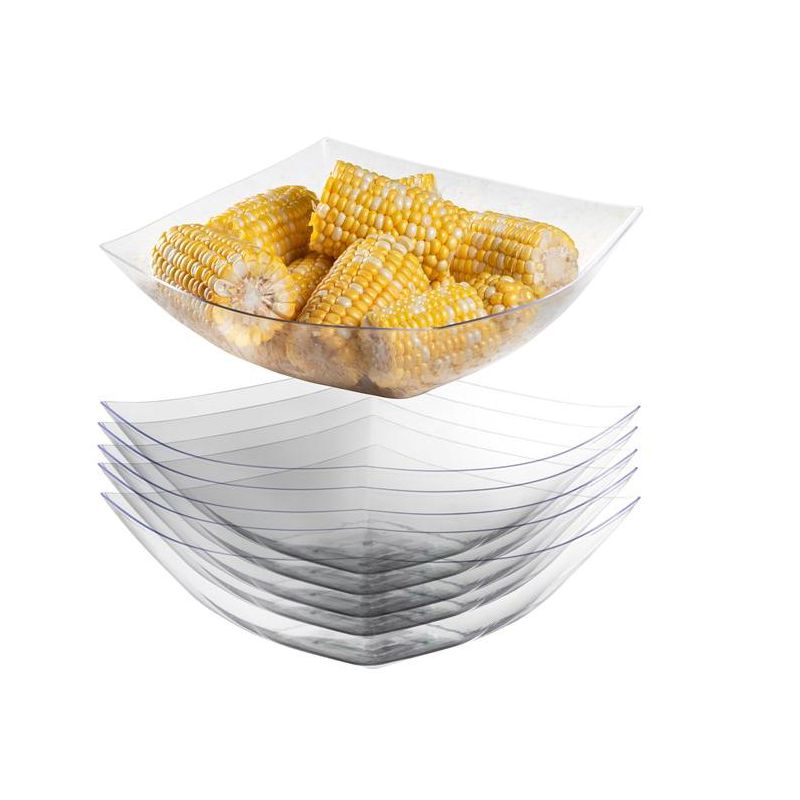 Crown Display Clear Disposable Serving Bowl Squared Convex Bowl - Clear Plastic Bowl for Serving, 1 of 10