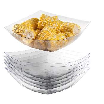 Crown Display Clear Disposable Serving Bowl Squared Convex Bowl - Clear Plastic Bowl for Serving