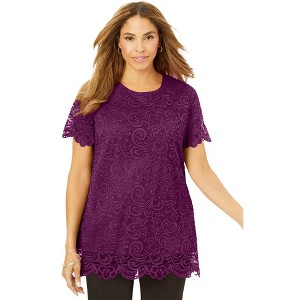 Jessica London Women's Plus Size Stretch Lace Tunic - 1 of 4