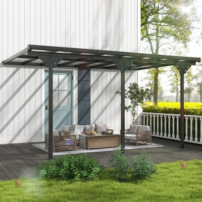Outsunny Gray Aluminum Pergola with UV Blocking Polycarbonate Roof