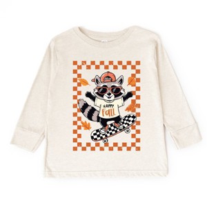 Happy Fall Racoon Skater - Toddler Long Sleeve Graphic Tee and Youth Long Sleeve Graphic T-Shirt - 1 of 3
