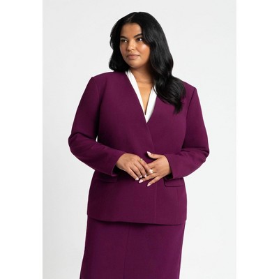 ELOQUII Women's Plus Size The 365 Semi Stretch Double Breast Collarless Blazer