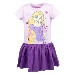 Disney Frozen Elsa Anna Moana Princess Rapunzel Jasmine Belle Girls French Terry Dress Little Kid to Big Kid - 1 of 4